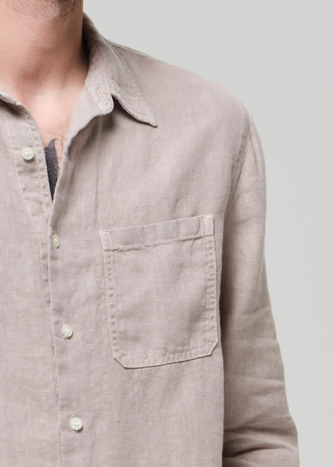 Single Pocket Linen Workshirt in Wheat - Image 6