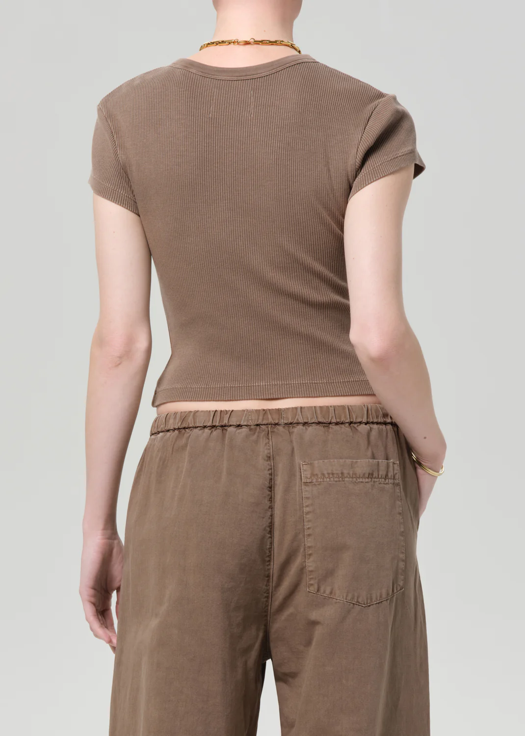 Tabi Short Sleeve Cardigan in Cocoa - Image 2