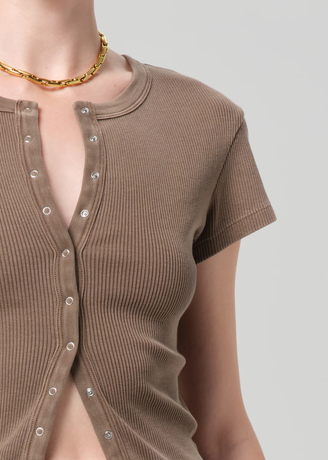 Tabi Short Sleeve Cardigan in Cocoa - Image 4