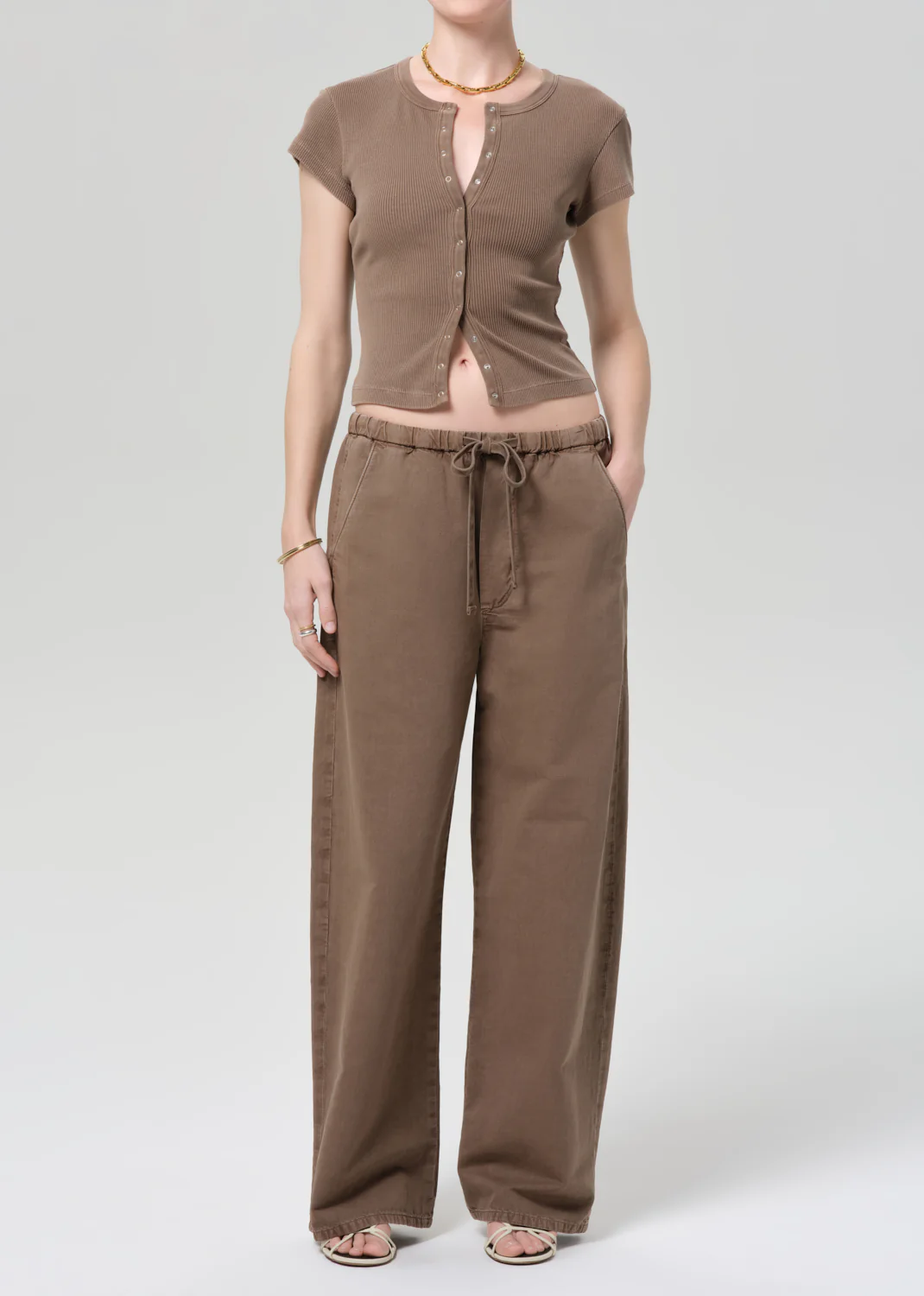 Tabi Short Sleeve Cardigan in Cocoa - Image 5