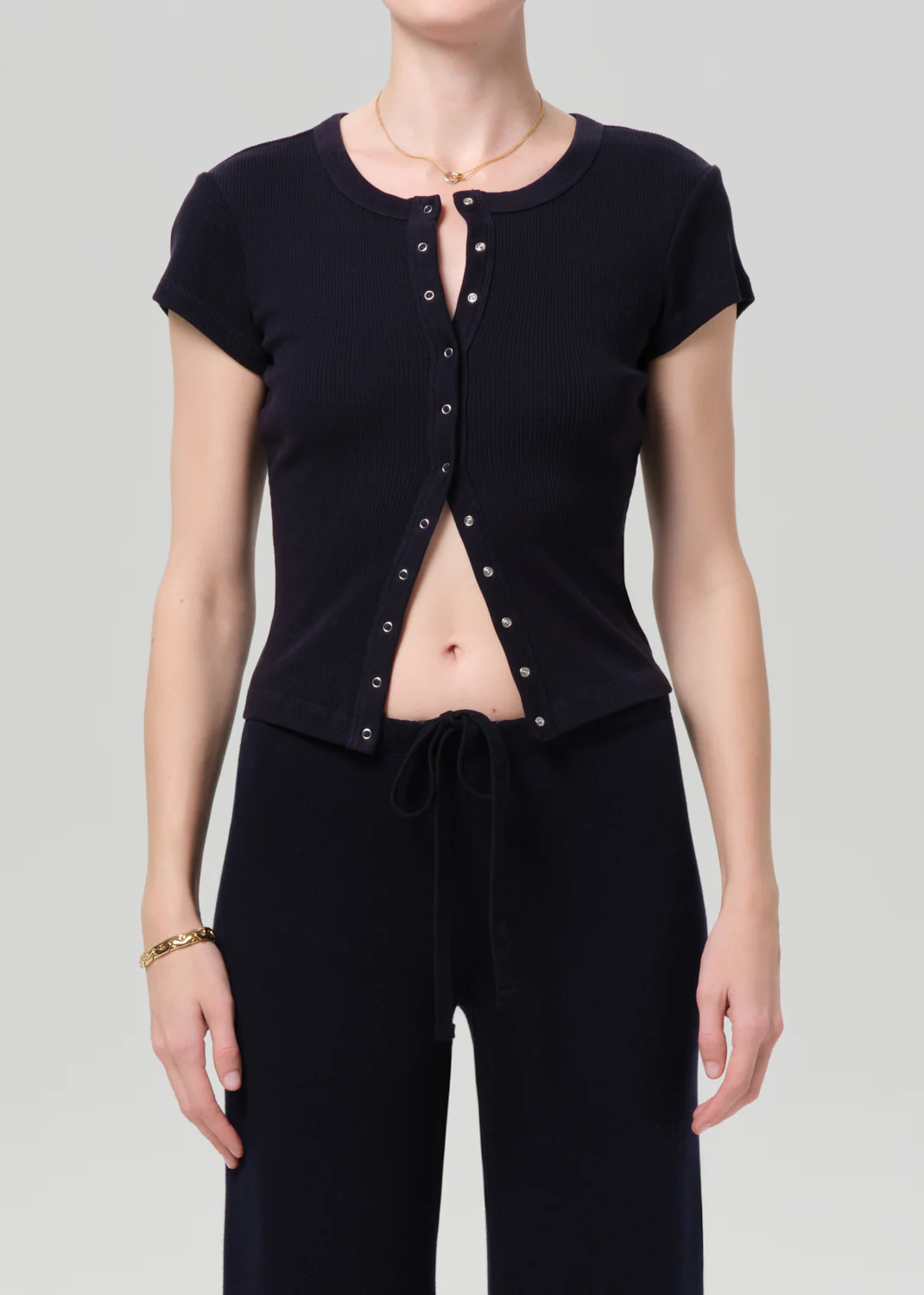 Tabi Short Sleeve Cardigan in Navy