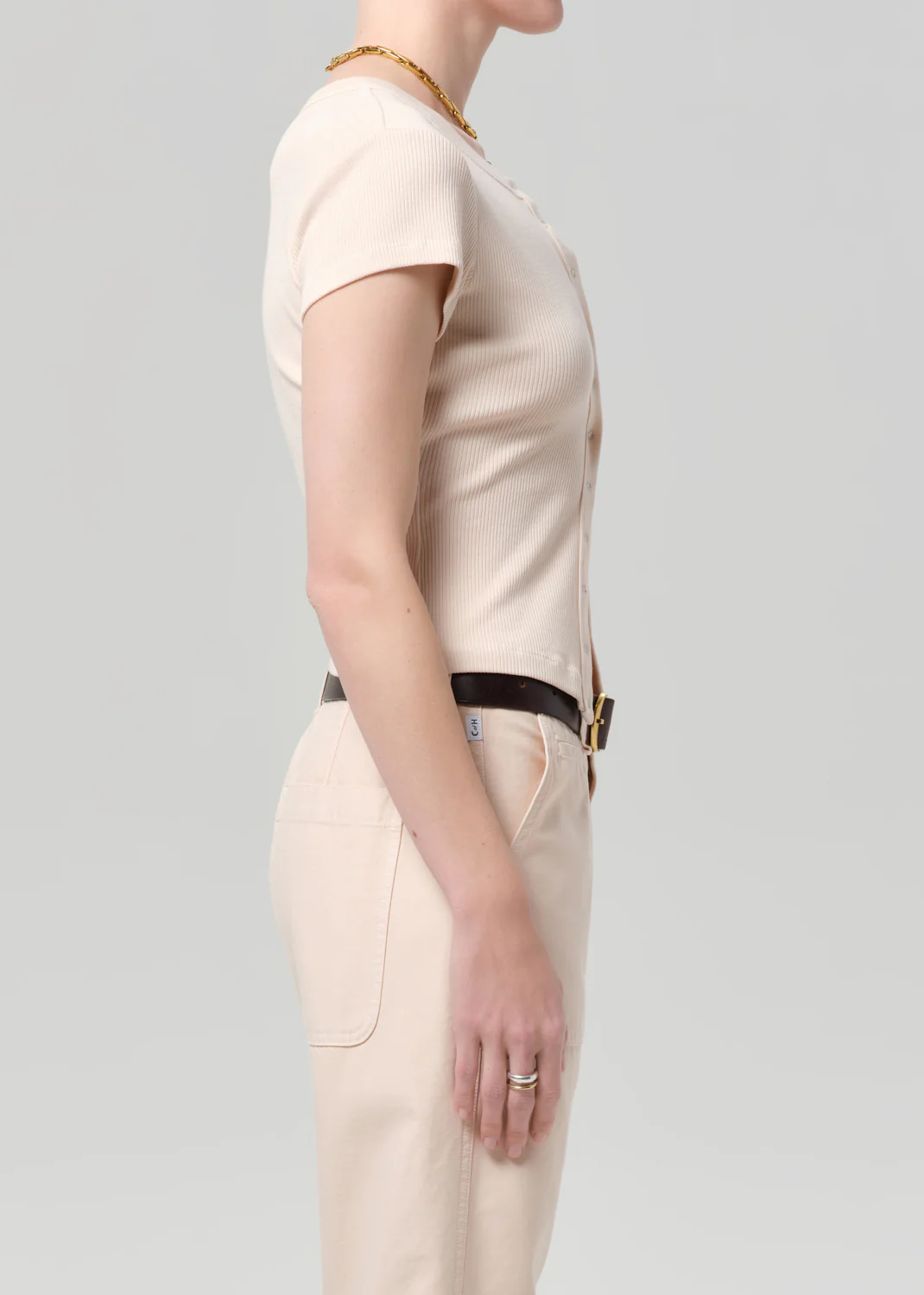 Tabi Short Sleeve Cardigan in Shrimp - Image 4