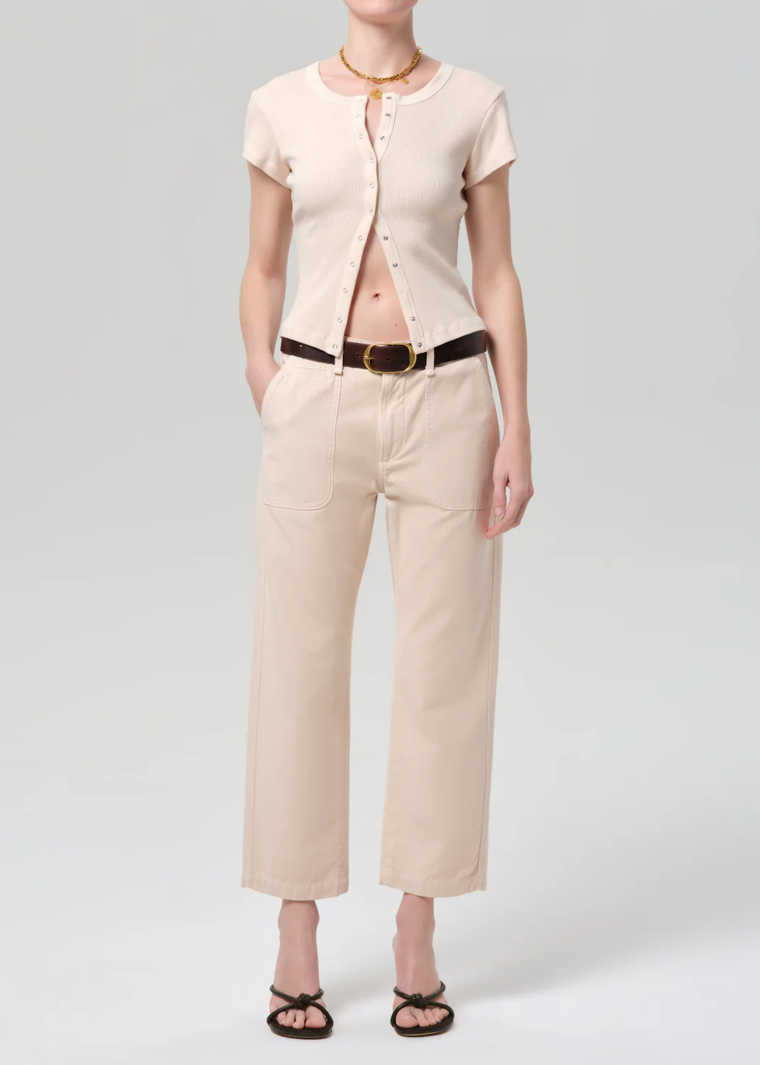 Tabi Short Sleeve Cardigan in Shrimp - Image 6