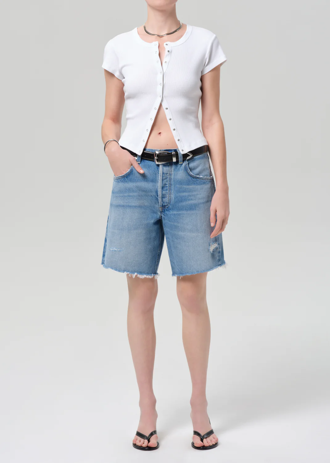 Tabi Short Sleeve Cardigan in White - Image 5