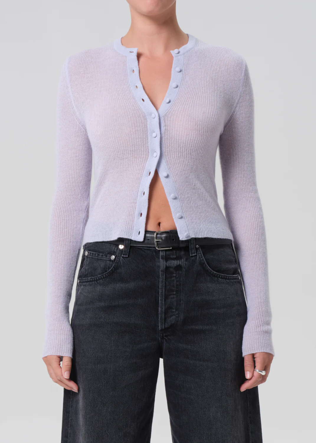Tabitha Long Sleeve Cardigan in Pale Blue