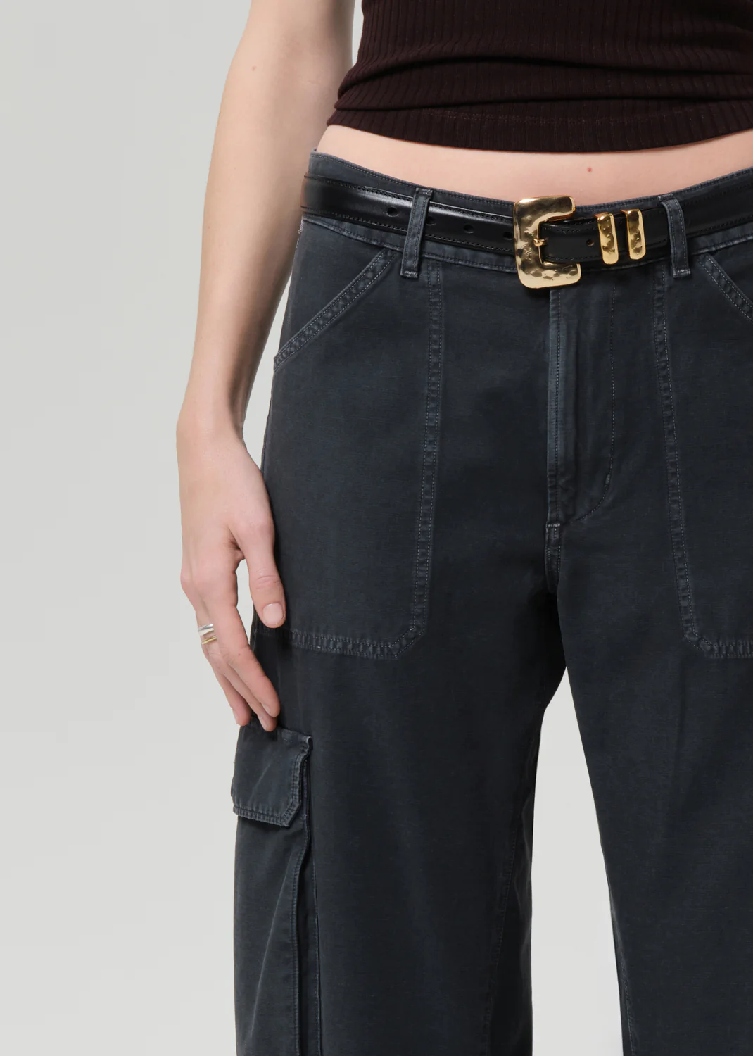 Thassos Twisted Seam Utility Pant in Washed Black - Image 5