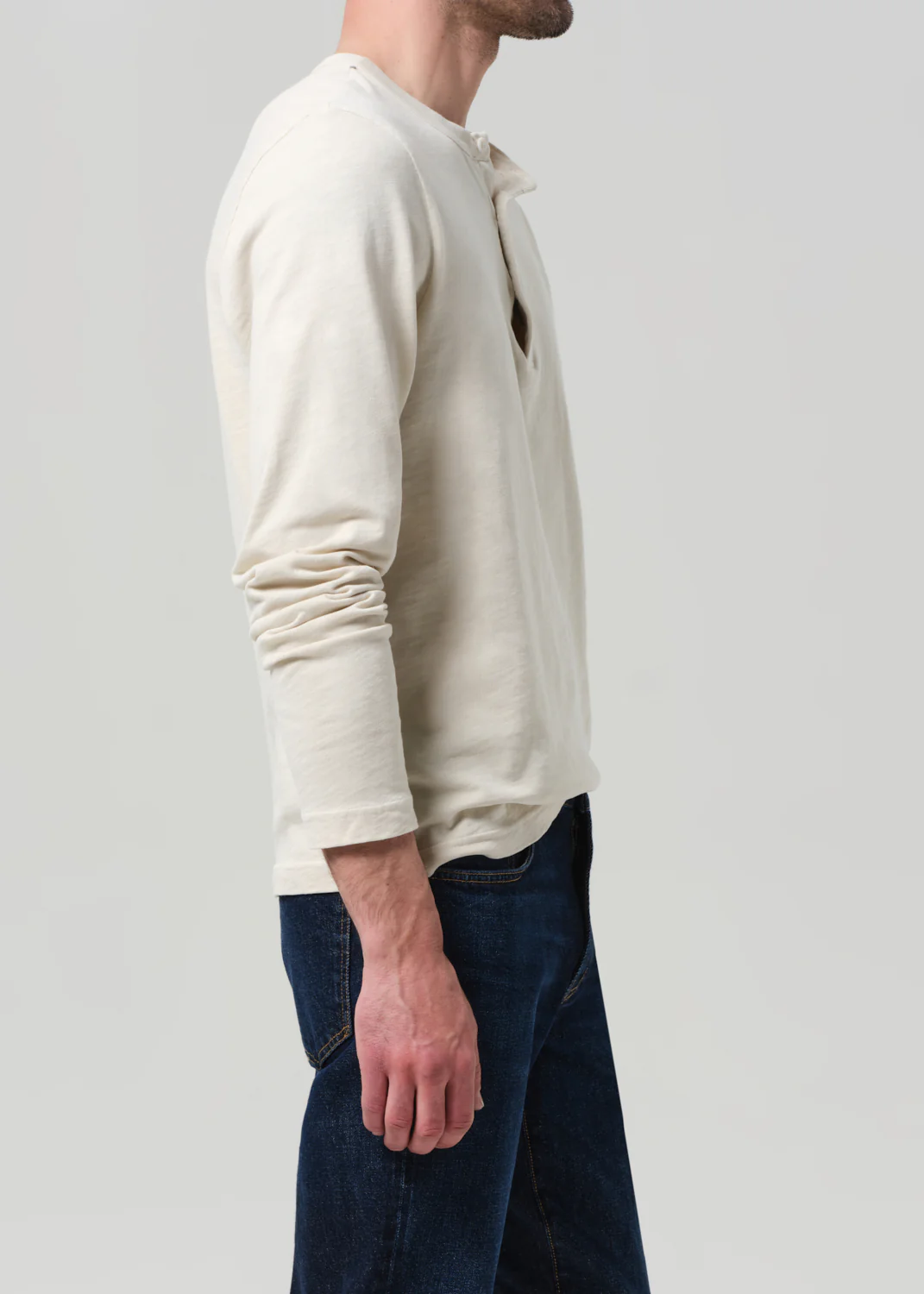 Three Button Henley in Ecru - Image 4