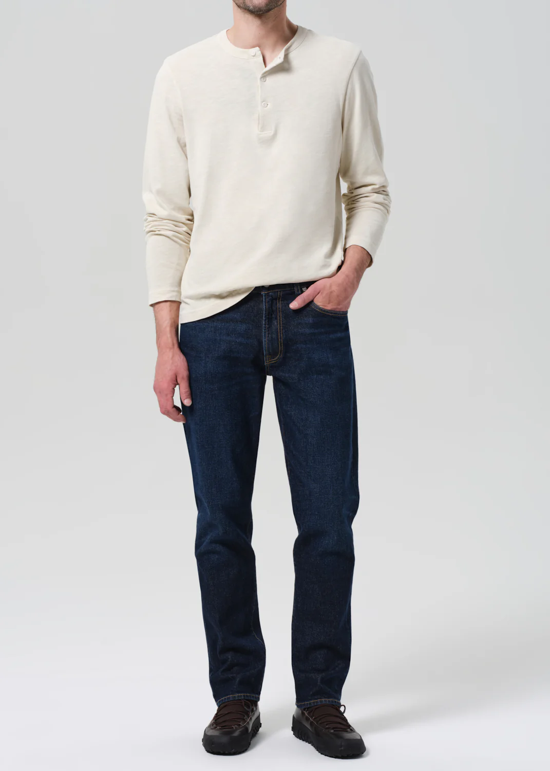 Three Button Henley in Ecru - Image 6
