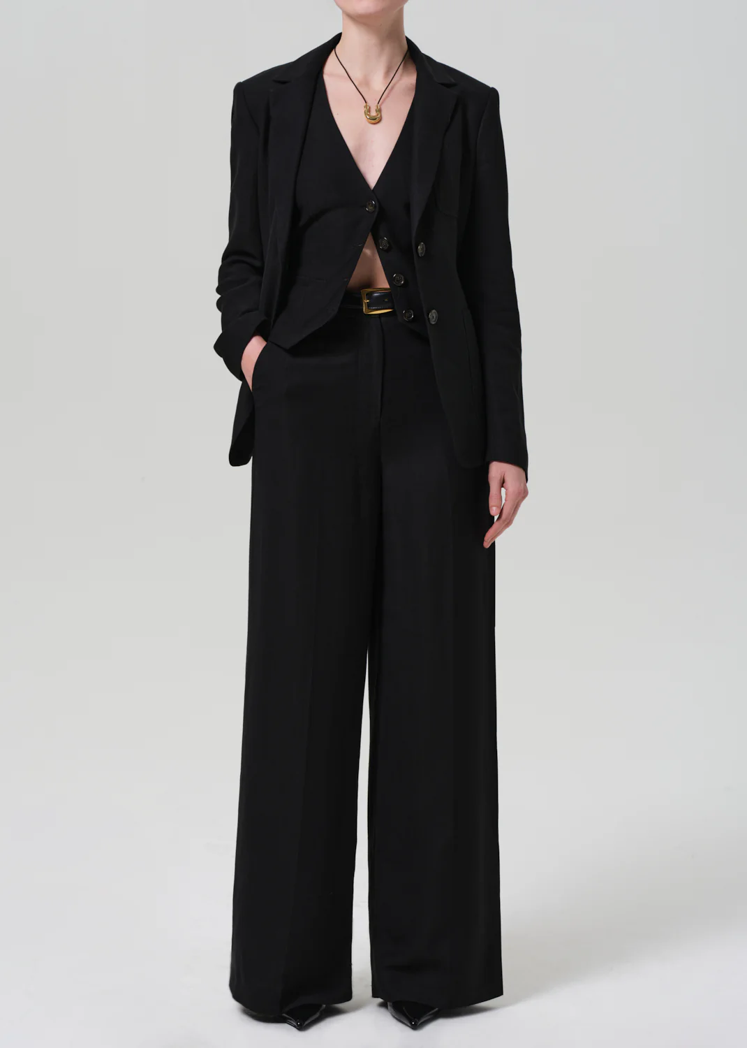 Unlined Weekend Blazer Linen Twill in Black - Image 5