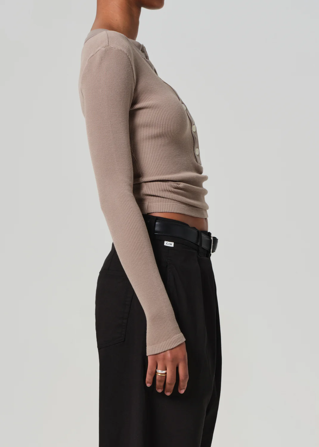 Varra Waffle Henley in Bezal - Image 3