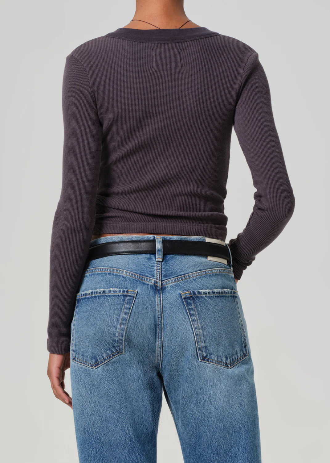Varra Waffle Henley in Charcoal - Image 2