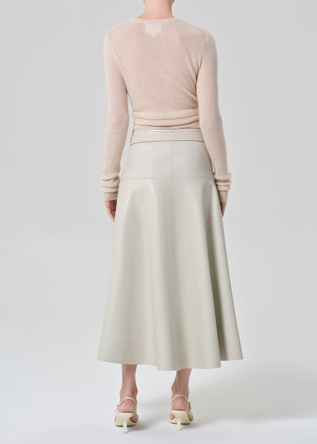 Vita Maxi Recycled Leather Skirt in Chalk Grey - Image 3