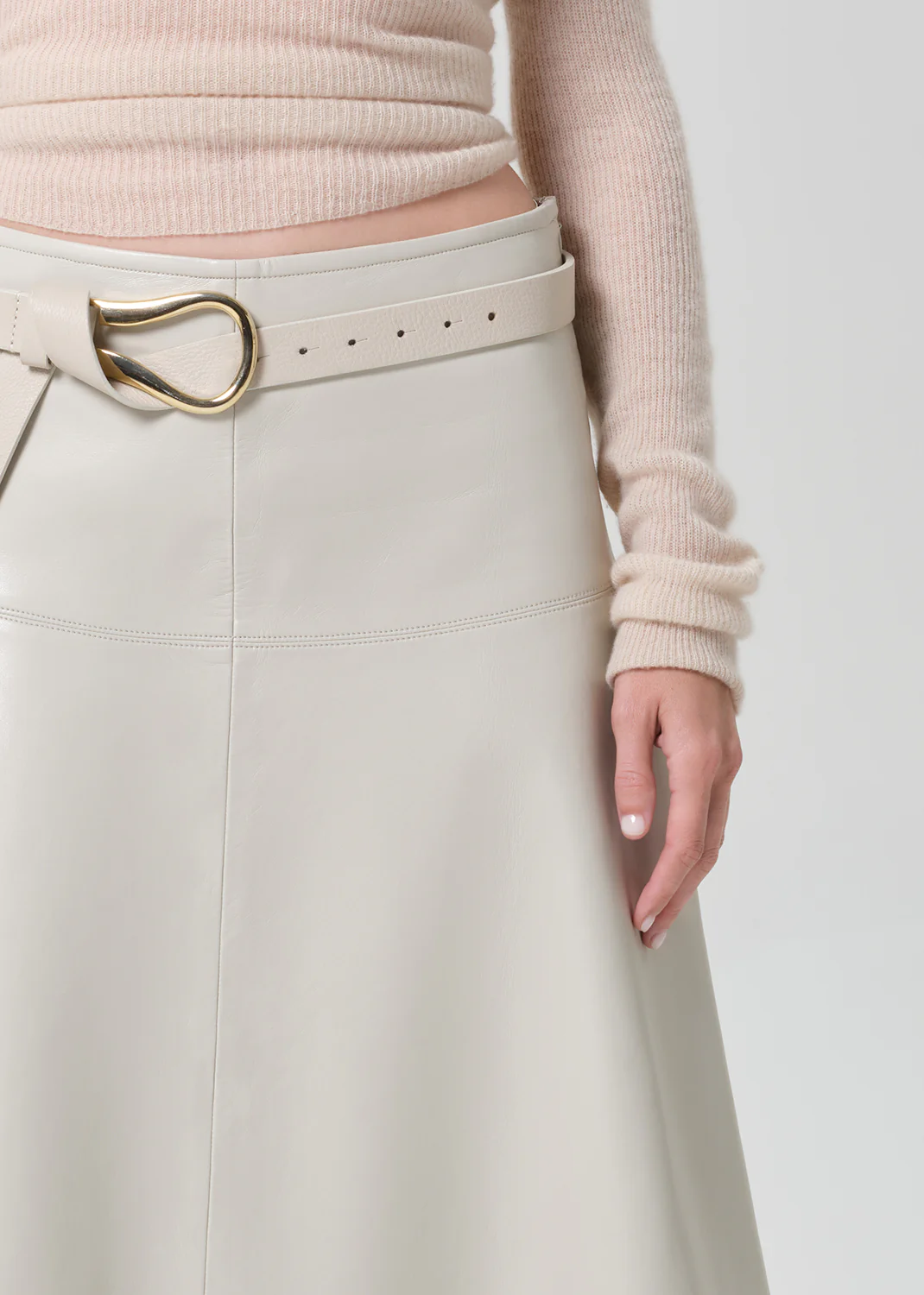 Vita Maxi Recycled Leather Skirt in Chalk Grey - Image 6