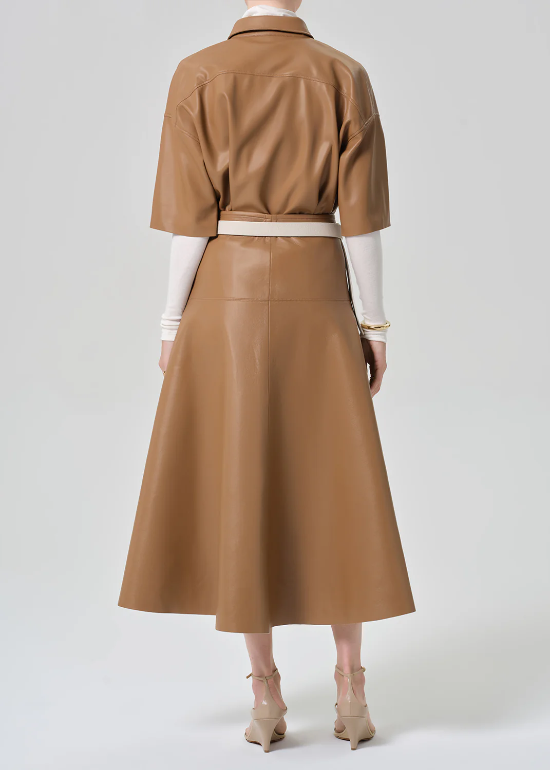 Vita Maxi Recycled Leather Skirt in Pale Toffee - Image 3