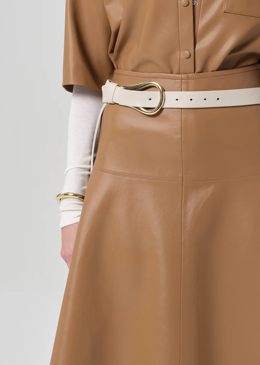 Vita Maxi Recycled Leather Skirt in Pale Toffee - Image 6