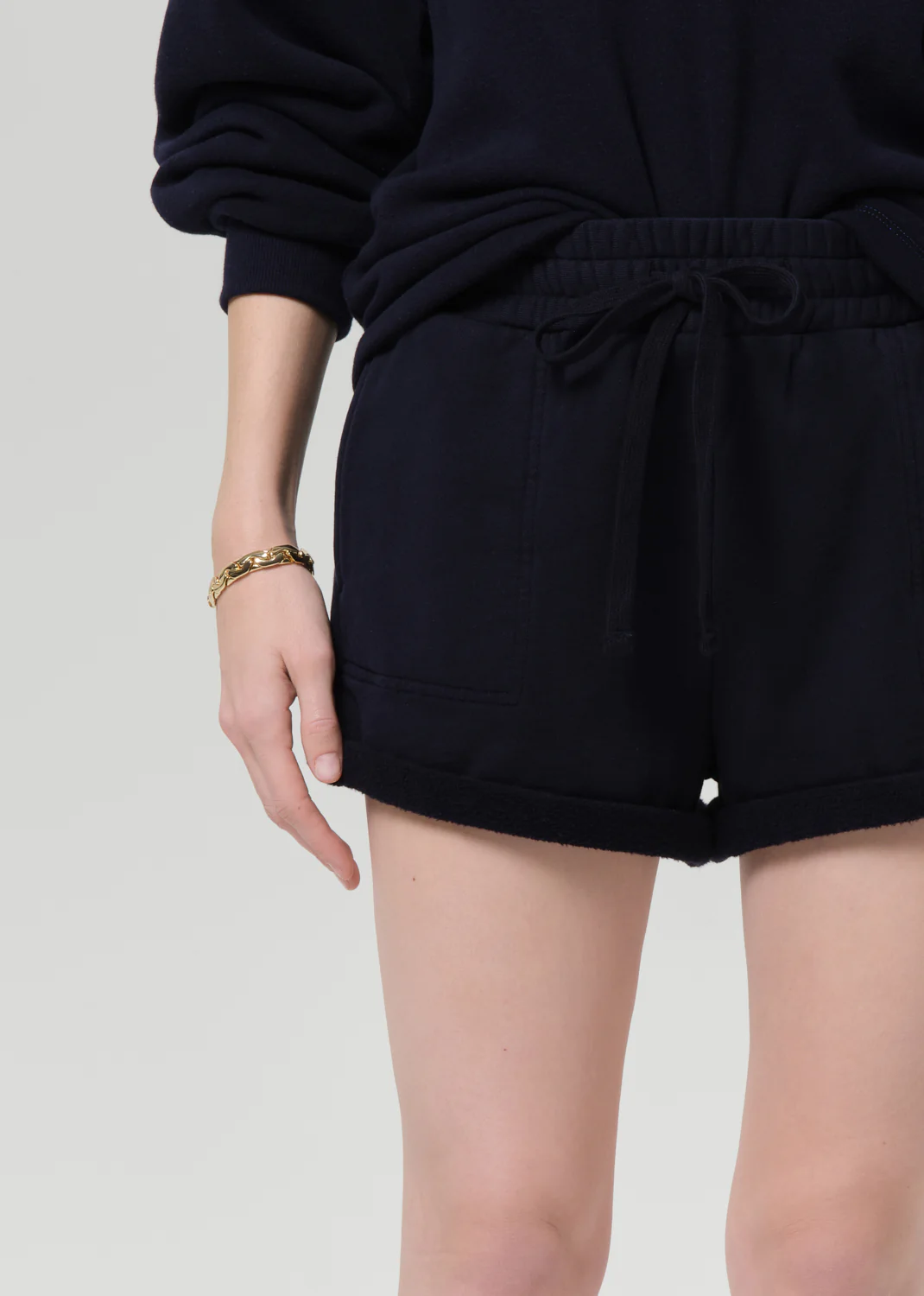 Vivienne Rolled Sweatshort in Navy - Image 5