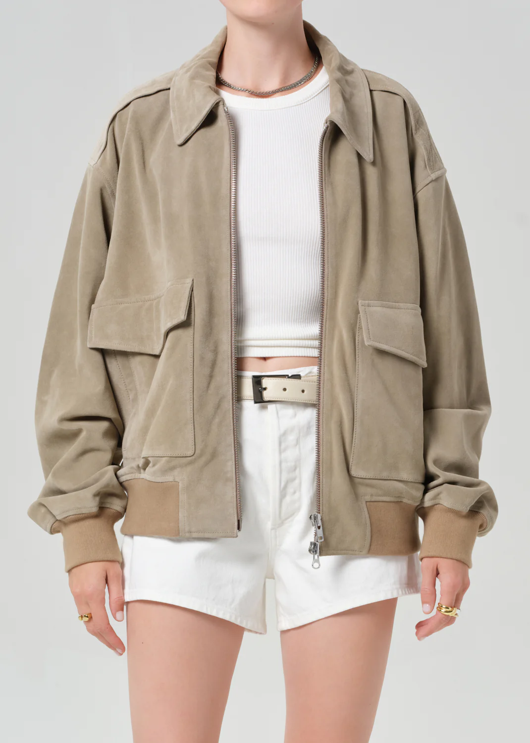 Vivienne Suede Jacket in Deep Olive