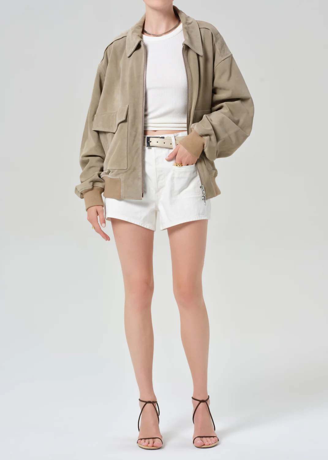 Vivienne Suede Jacket in Deep Olive - Image 5