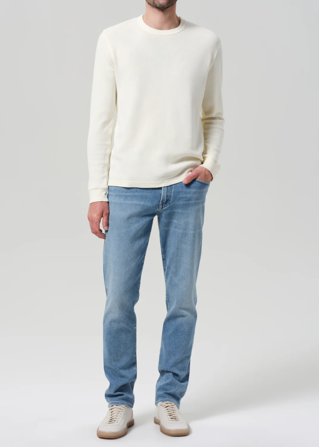 Waffle Crewneck in Canvas - Image 6