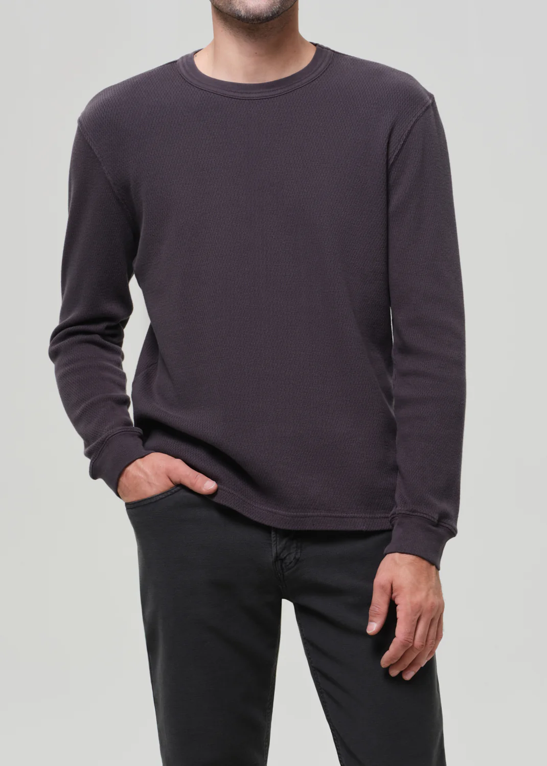 Waffle Crewneck in Charred Cedar - Image 3