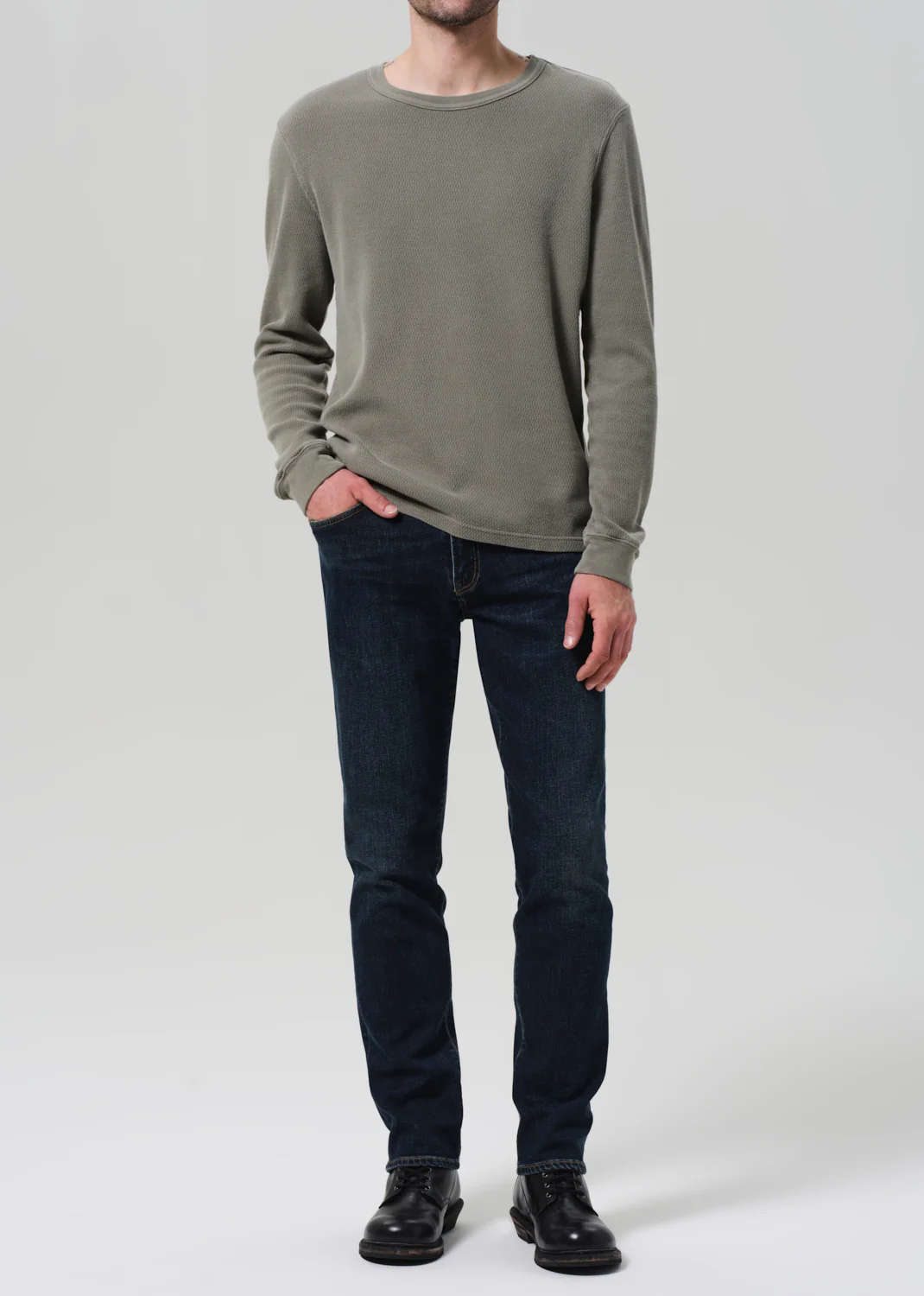 Waffle Crewneck in Fatigue - Image 6