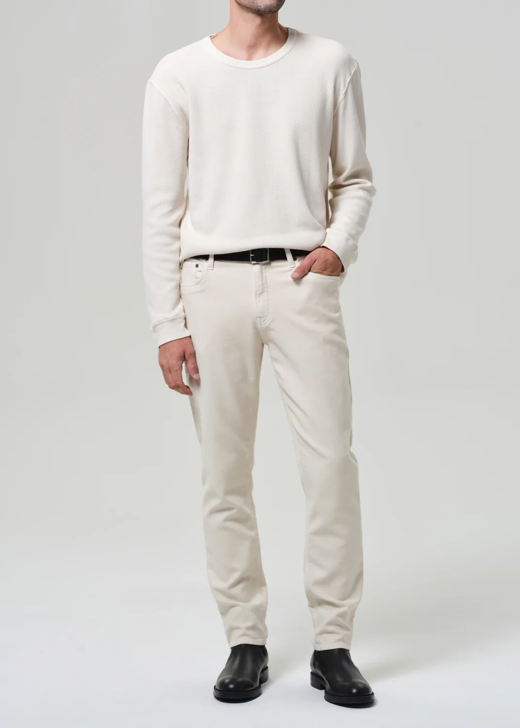 Waffle Crewneck in Plaster - Image 6