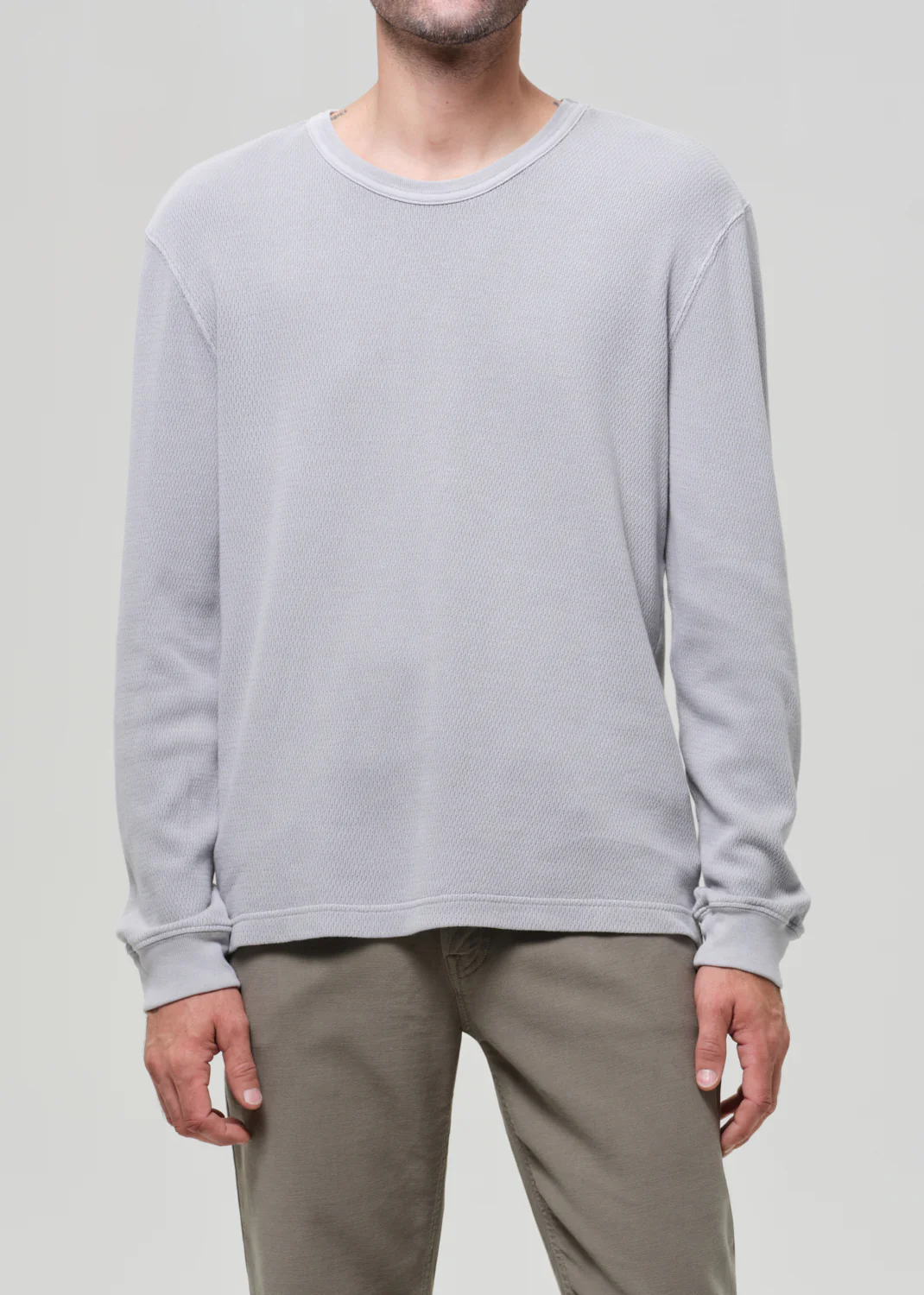 Waffle Crewneck in Stone Grey - Image 3
