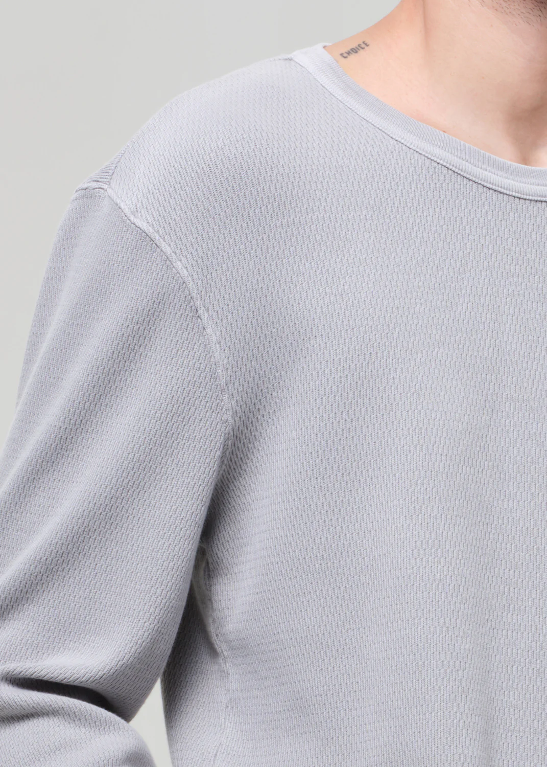 Waffle Crewneck in Stone Grey - Image 6