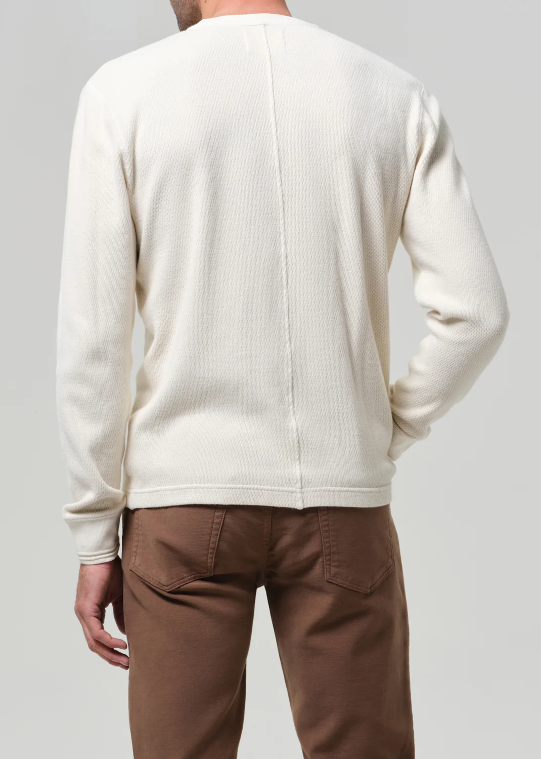 Waffle Three Button Henley in Plaster - Image 4