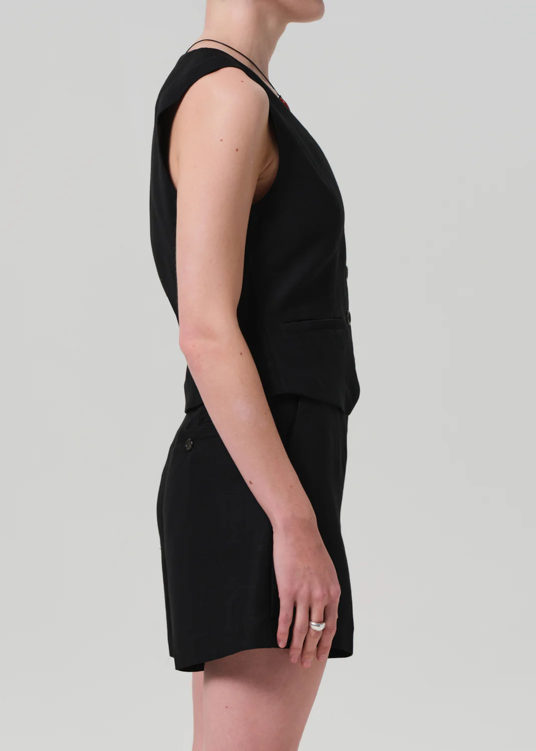 Waistcoat Linen Twill in Black - Image 3
