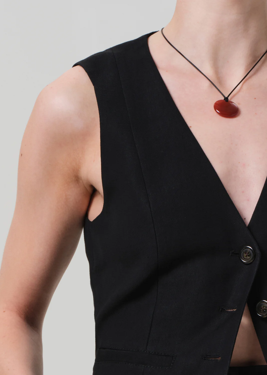 Waistcoat Linen Twill in Black - Image 4